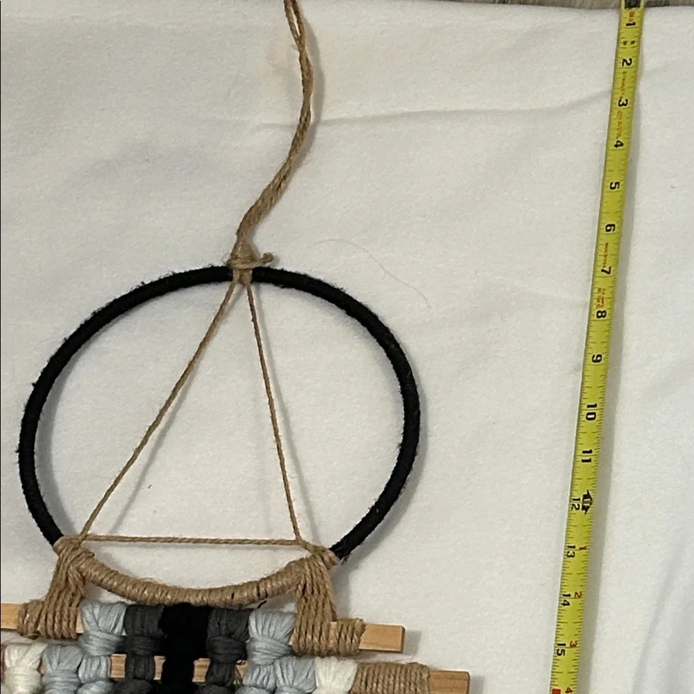 Bohemian Black and White yarn macrame Wall Hanging,Eclectic, Modern,